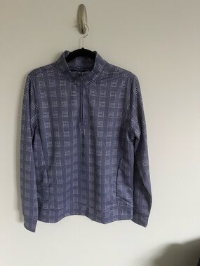 Bobby Jones Blue Patterned Quarter-Zip Sweater